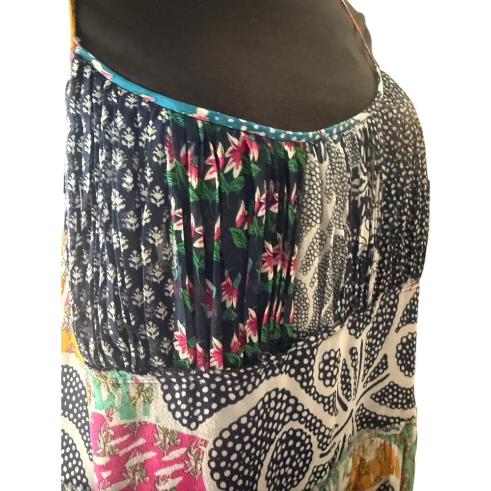 Diane von Furstenberg Franny Silk Dress Flower Power Dream Multi Patchwork Sz L - Picture 3 of 7